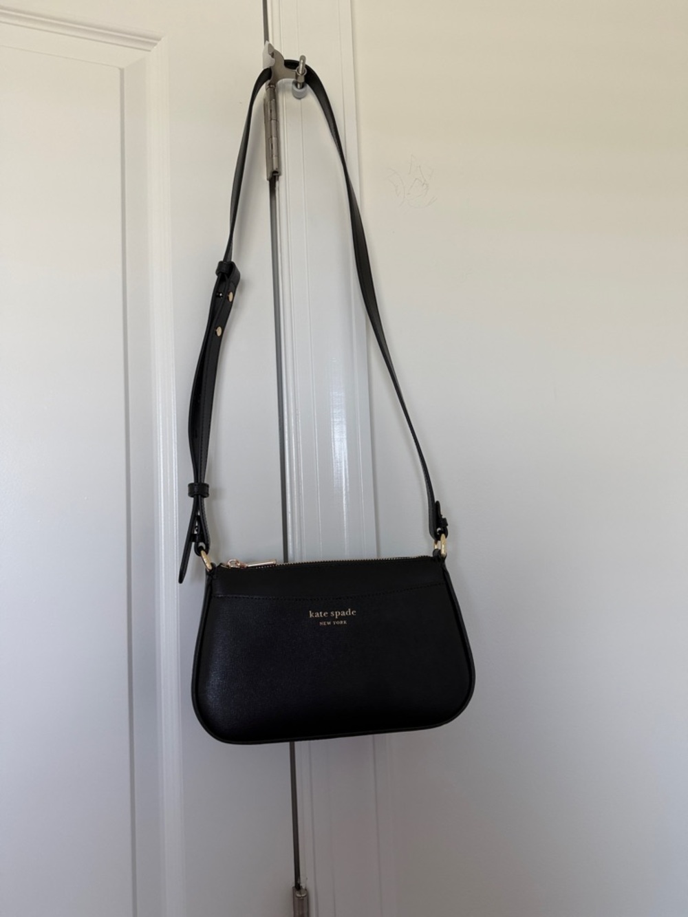 New! kate spade Black Leather Adjustable Strap Crossbody
